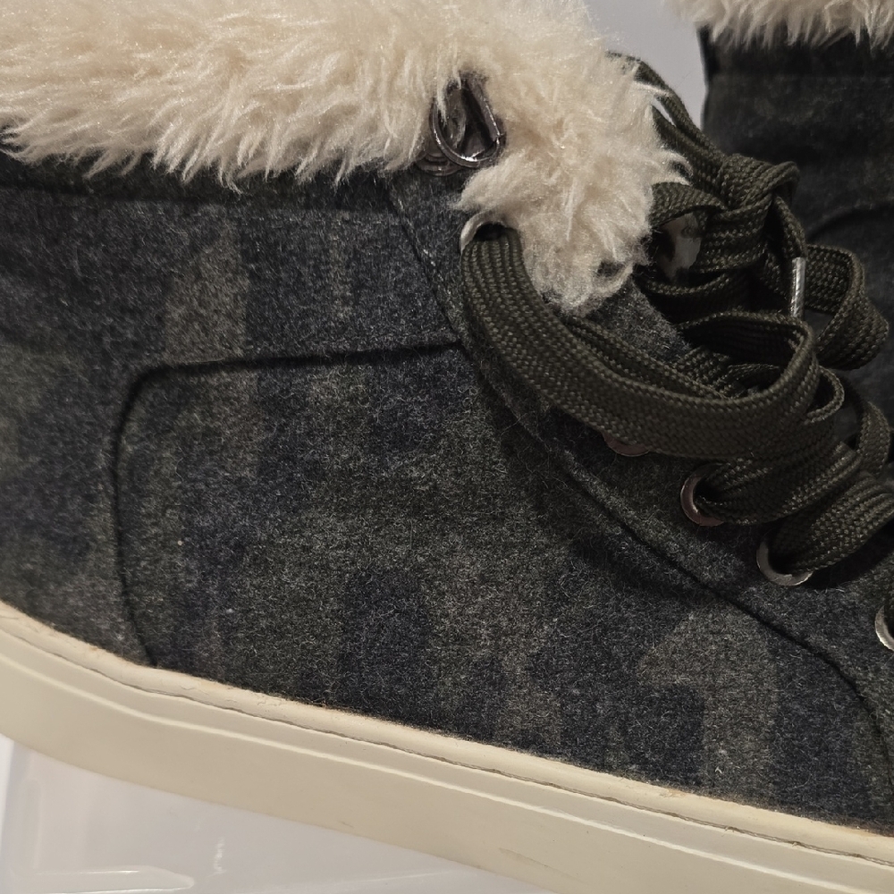 Women's Black and Cream High-Top Sneakers - Picture 5 of 6